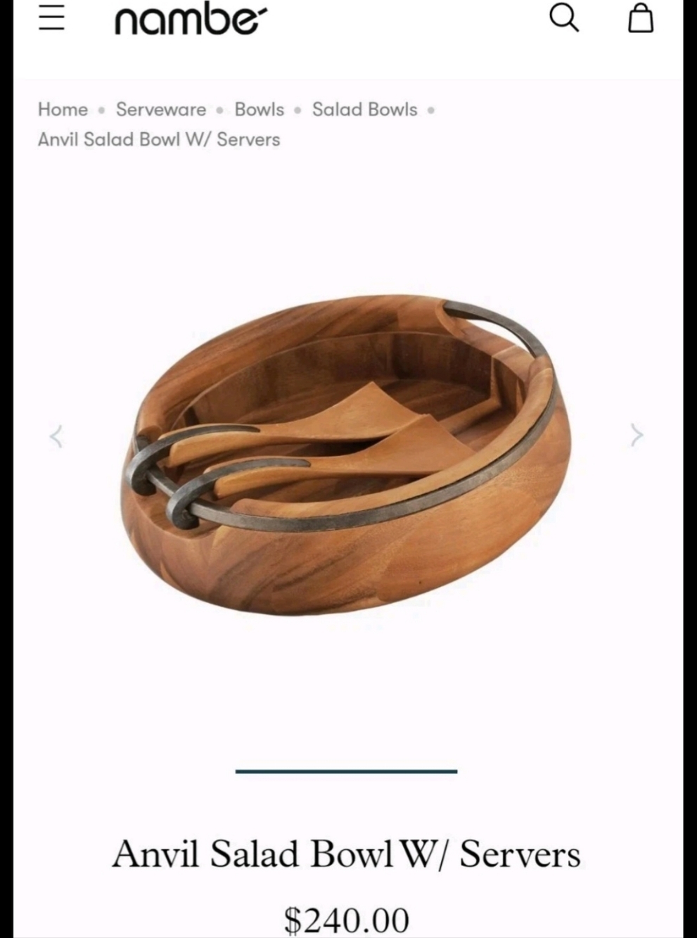 Wooden Salad Bowl with Serving Spoons - Natural Brown - Picture 7 of 7